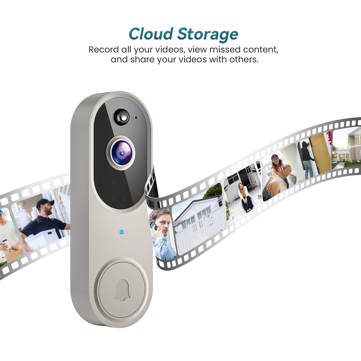 Orbitell Wireless Wi-Fi Video Doorbell Camera with Two Way Audio, AI Motion Detection, Night Vision and Cloud Storage, 2.4G Wi-Fi only