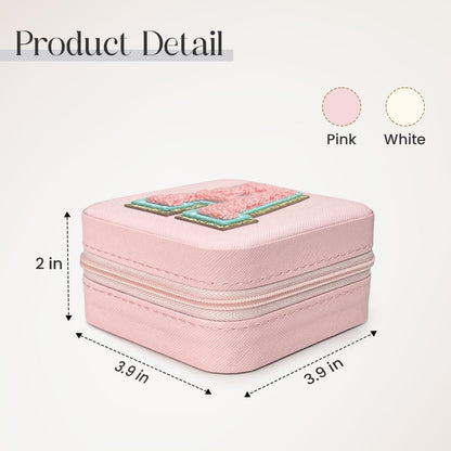 SANDJEST Personalized Jewelry Box, Pink Travel Jewelry Box with Initial A, Small Monogrammed Jewelry Case Organizer for Girls Women Teen Kids, Mini Travel Essentials Gifts for Birthday Christmas