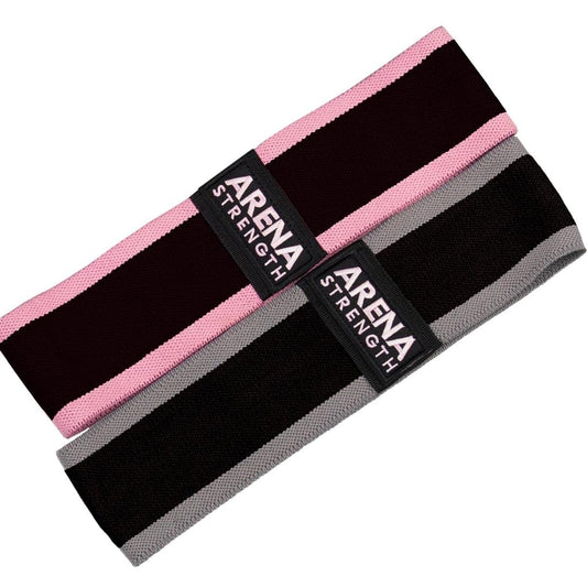 Arena Strength Booty Band Set (2 Pack) - Extra Strong Resistance Bands for Workout - Black - 25-55 kgs Tension