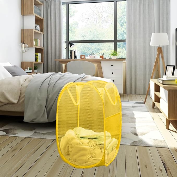 Mesh Pop up Laundry Hamper, Foldable Clothes Hamper Laundry Basket