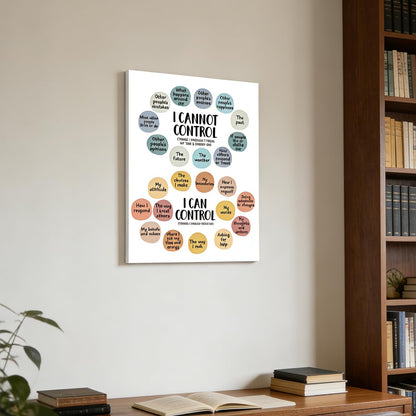 Mental Health Wall Art School Counselor Canvas Painting Picture Motivational Wall Decor Things I Can Control Inspirational Poster Prints Artwork for Therapy Office Home Decor 12x16in Wrapped Canvas
