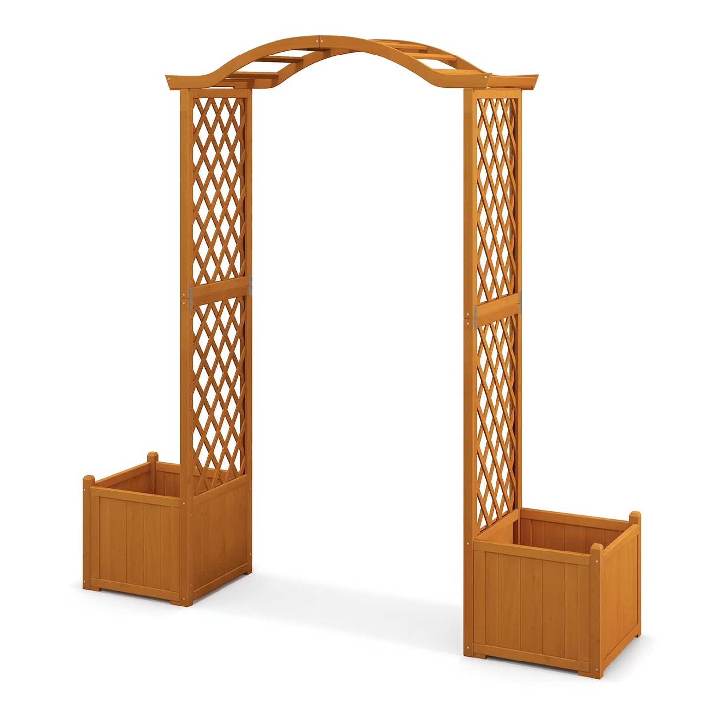 Moccha Wooden Garden Arbor with Planter - Outdoor Arbor Trellis for Climbing Plants, Roses, Vines, Outside Pergola Planter, Garden Arch for Lawn Backyard Wedding Ceremony Bridal Party (Natural)