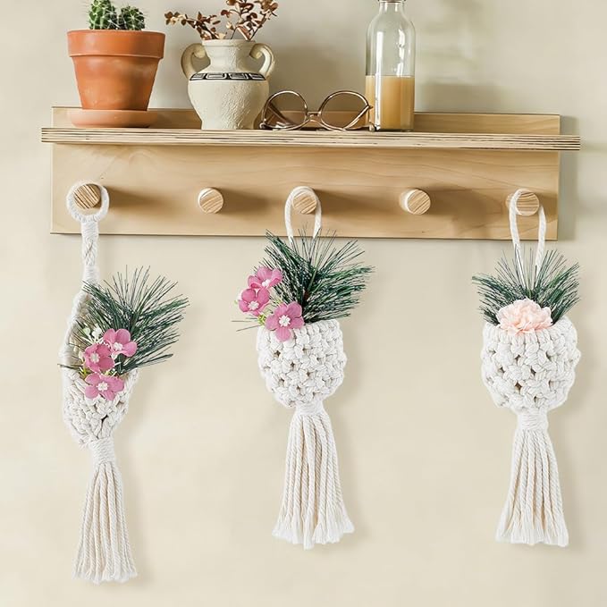 SUPERFINDINGS 3Pcs 3 Styles Macrame Wall Hanging Boho Decor Cotton Wall Hanging