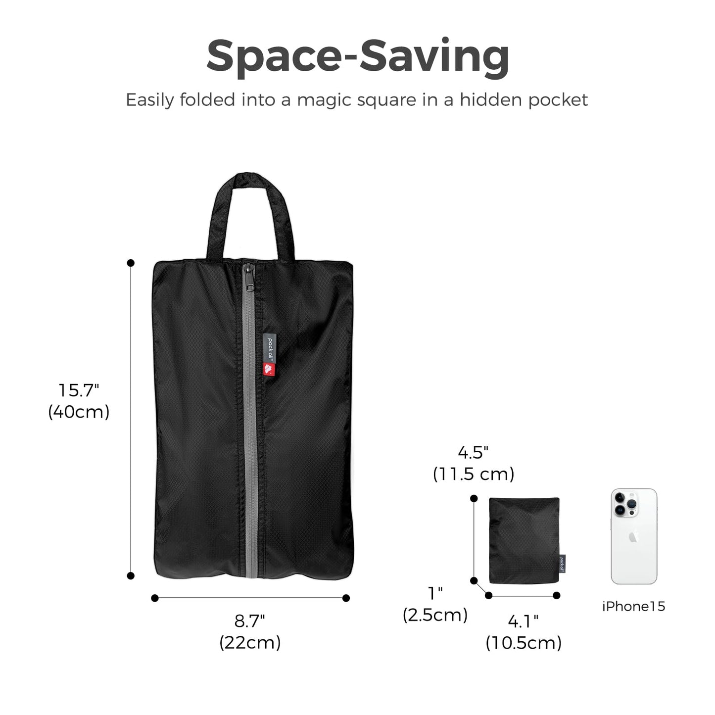 pack all Foldable Shoe Bag for Travel, Water-Resistant Ultralight Shoe Pouch for Gym, Odor-Resistant Soccer Cleats Bag for Sport (Dual Pocket Version)