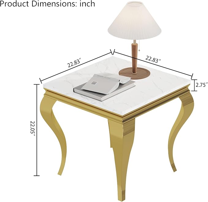 Henf Marble End Table Modern White Faux Marble Sofa Side Table