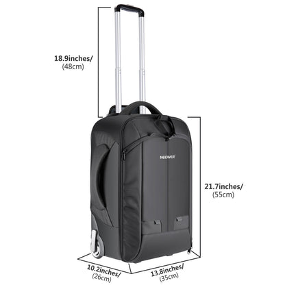 Neewer 2-in-1 Rolling Camera Bag Backpack Suitcase Style Convertible with Double Handle, Shockproof Trolley Case with Removable Padded for SLR/DSLR Cameras Tripod Lenses (Black/Red)