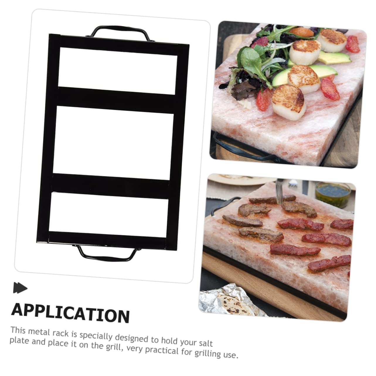 SEWOART Grill Salt Plate Rack Sturdy Metal Salt Block Holder Versatile BBQ Cooking Tool Heatproof Odorless Great for Camping Home