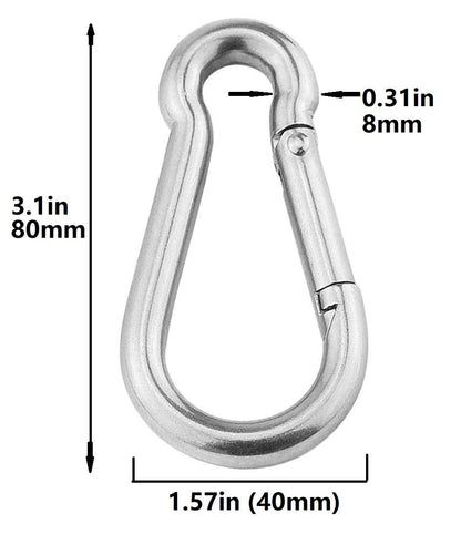 3.1 Inch M8 Steel Spring Snap Hook, Holds to 396lb/180kg (Max) for Gym,Exercise Machine, Heavy Duty Clip Keychainr, Set of 4