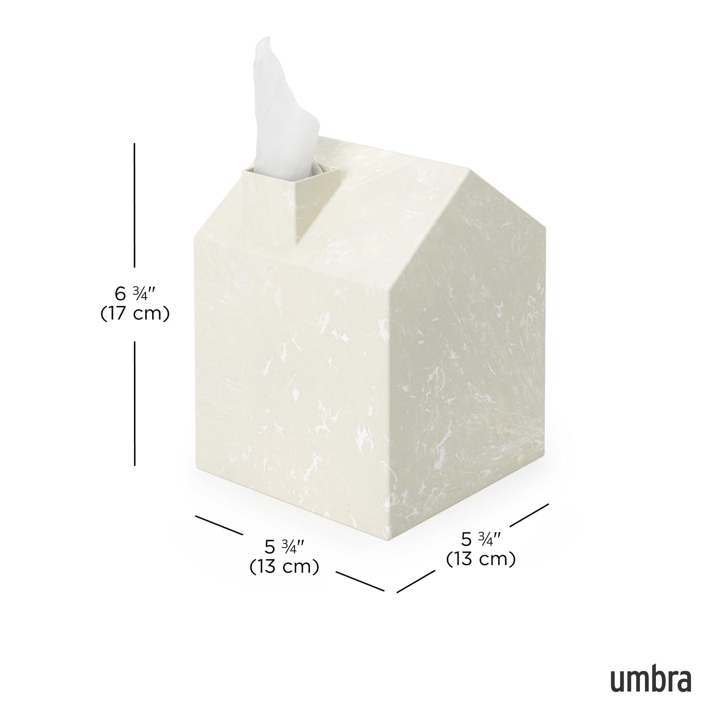 Umbra Casa Tissue Box Cover – Modern House-Shaped Tissue Box Holder for Standard Square Boutique Tissue Boxes, Ocean Plastic, Bathroom & Home Décor, Ocean Sand