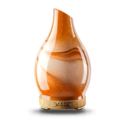 120ML Essential Oil Diffuser, 3D Glass Aromatherapy Diffuser with Auto Shut-Off and 7 Color LED Lights, Ultrasonic Mist Humidifier with 4 Timer for Home Office Bedroom (3D Fireworks)