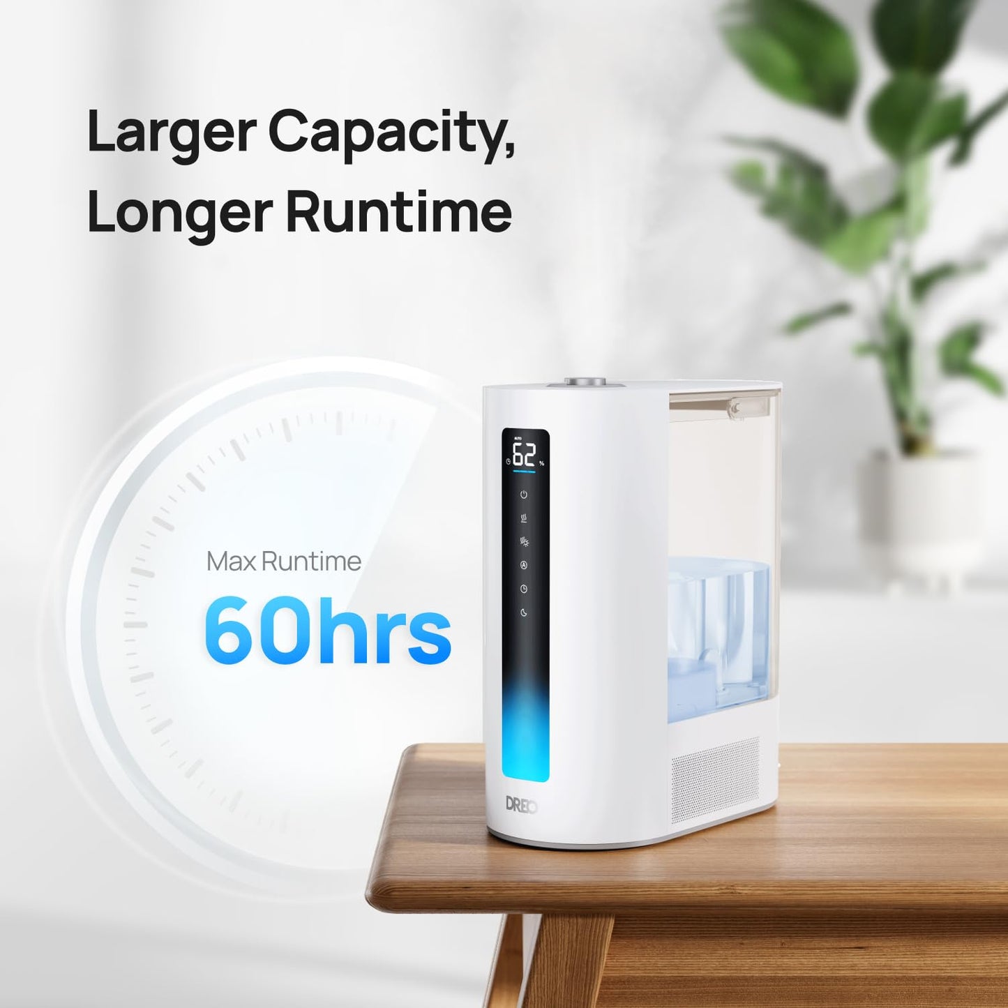 Dreo 6L Humidifiers for Bedroom, Smart Warm & Cool Mist for Large Room, 60Hr Quiet Runtime for Baby, Plant, Humidity Sensor, Indicator Light, 12H Timer, Google/Alexa, HM713S