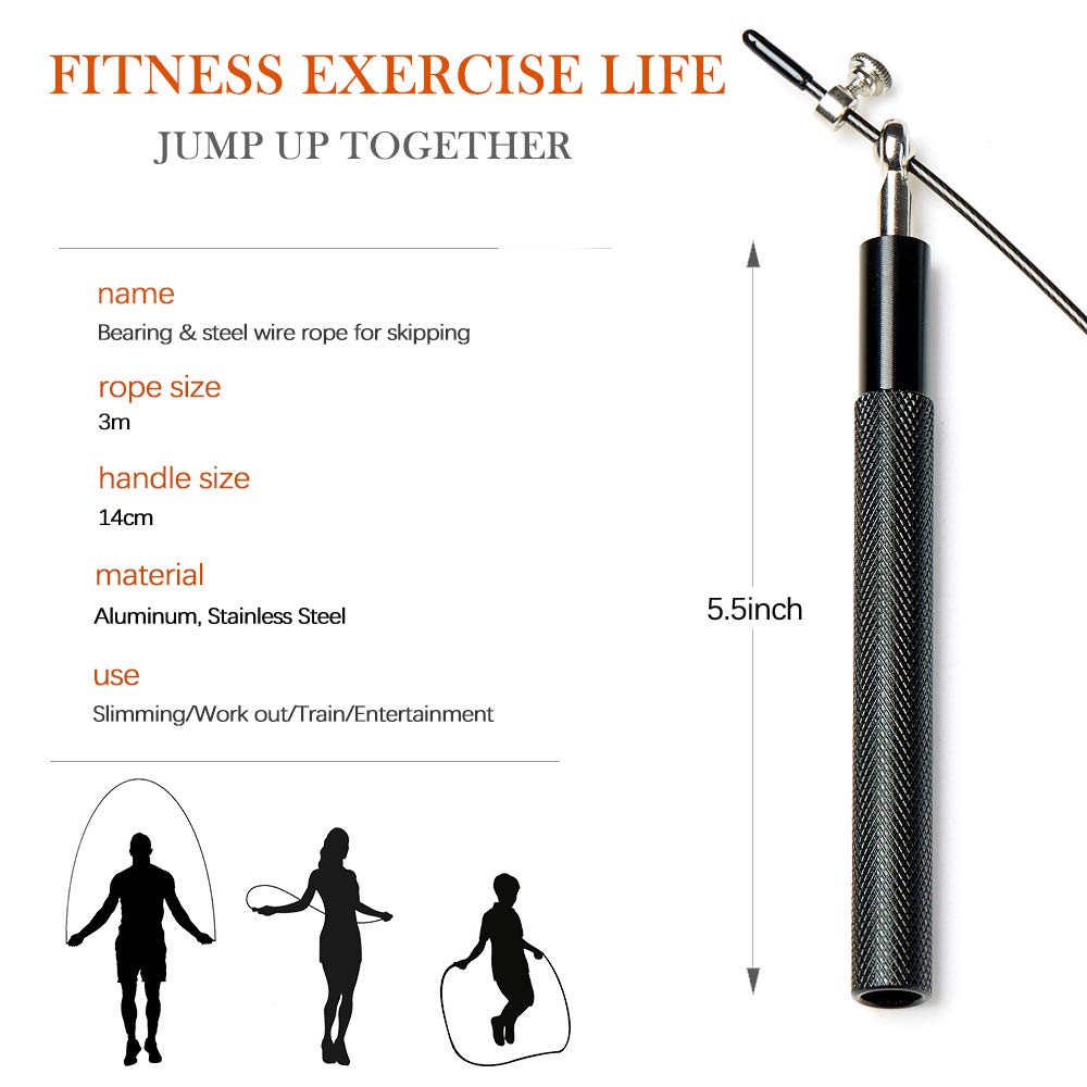 Speed Skipping Rope Adjustable Jumping Rope with Aluminum Handle and Ball Bearing Tangle-Free Exercise Rope for Fat Burning Exercises, Cross Fit Training, Fitness, Exercise
