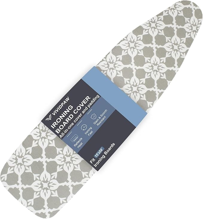 Ironing Board Cover and Pad, Thick Padding, Elastic Edge, Silicone Coated