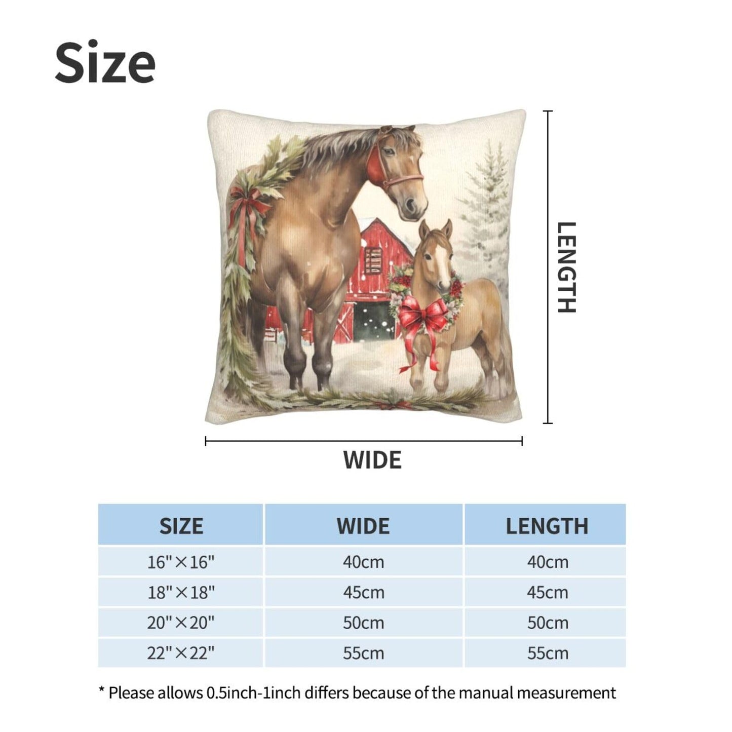 aipoase Christmas Tree Horse Throw Pillow Covers 18 X 18 Inch Set of 2 Pillow Cases Decoration Cushion Cover for Sofa Bedroom Living Room Outdoor (Christmas Tree Horse, 18"x18")