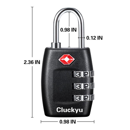 TSA Luggage Locks (4Pack) - 3 Digit Combination Padlocks - Approved Travel Lock for Suitcases & Baggage (Black)