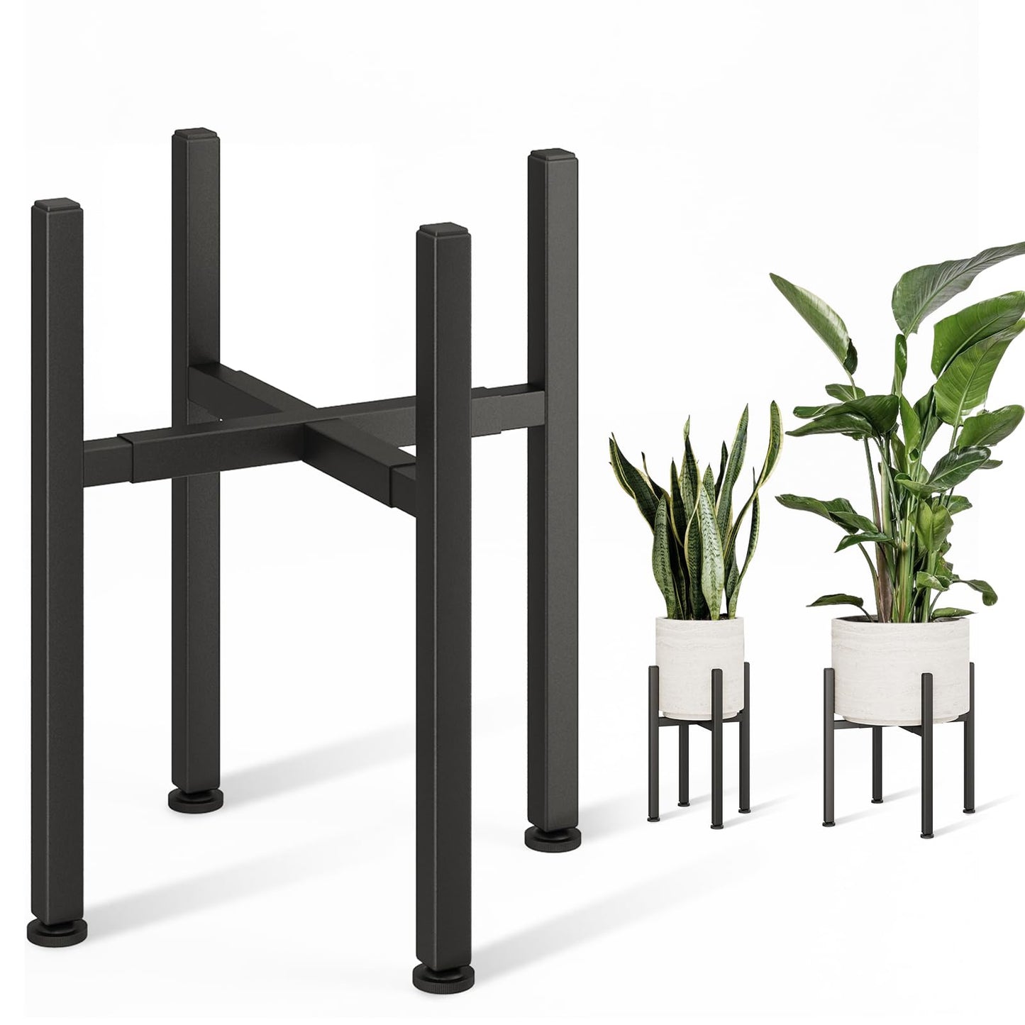 GENTINGBRO Adjustable Plant Stand Indoor Outdoor Mid Century Plant Stand for 8-15 Inch Pots Heavy Duty Single Plant Holder Rustproof Metal Plant Stand with Leveling Feet Plant Rack for Patio Balcony Living Room Golden