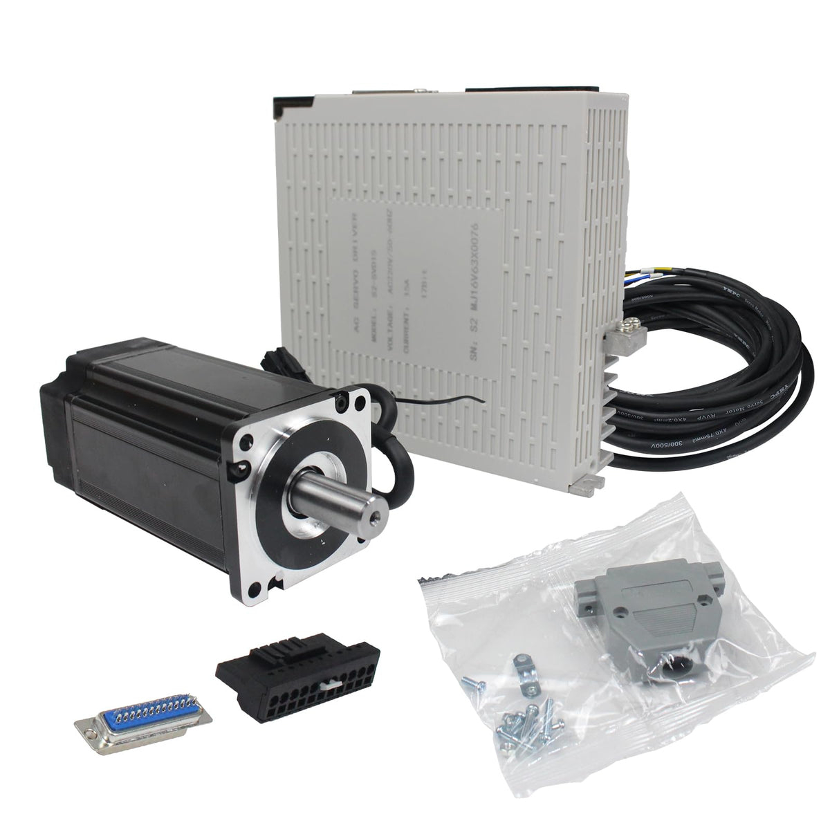 RATTMMOTOR 600W Servo Motor Kit, Servo Motor with Servo Motor Driver and Brake Encoder Cable, CNC Controller Kit for CNC Engraver Milling Machine/Robot (600W with Brake), A2M-60SV01930Z