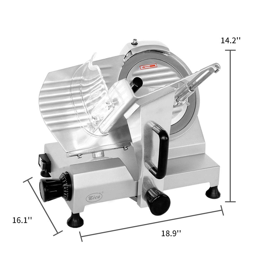 Zica Commercial Meat Slicer, 10 inch Electric Food Slicer, Stainless Steel Blade Semi-Auto Deli Meat Cheese Food Ham Slicer for Commercial and Home use 240W ZBS-10A [ETL]