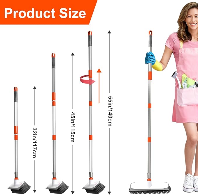 BITOPE Deck Scrub Brush with Long Handle, Heavy Duty Floor Cleaning Brush