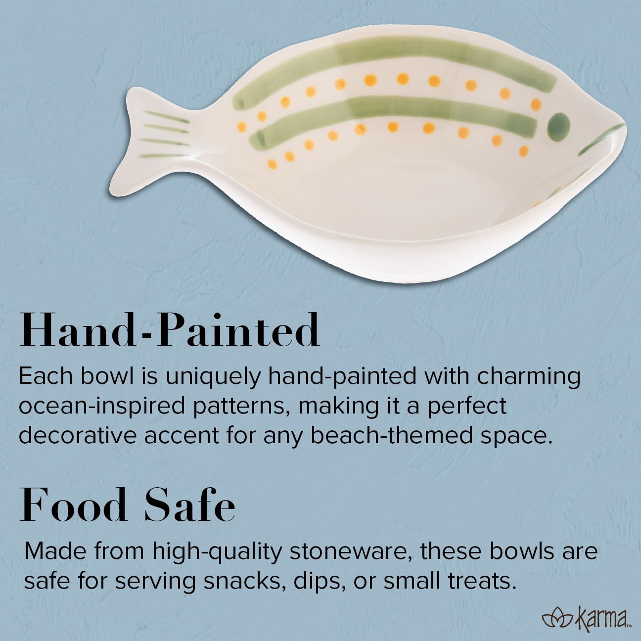 Karma, Ceramic Hand Painted Snack Dish, Fish Shaped Small Bowls, Cute Small Dip Bowl Saucer Appetizer Plate, Green