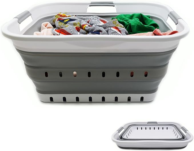 SAMMART 42L Collapsible Plastic Laundry Basket