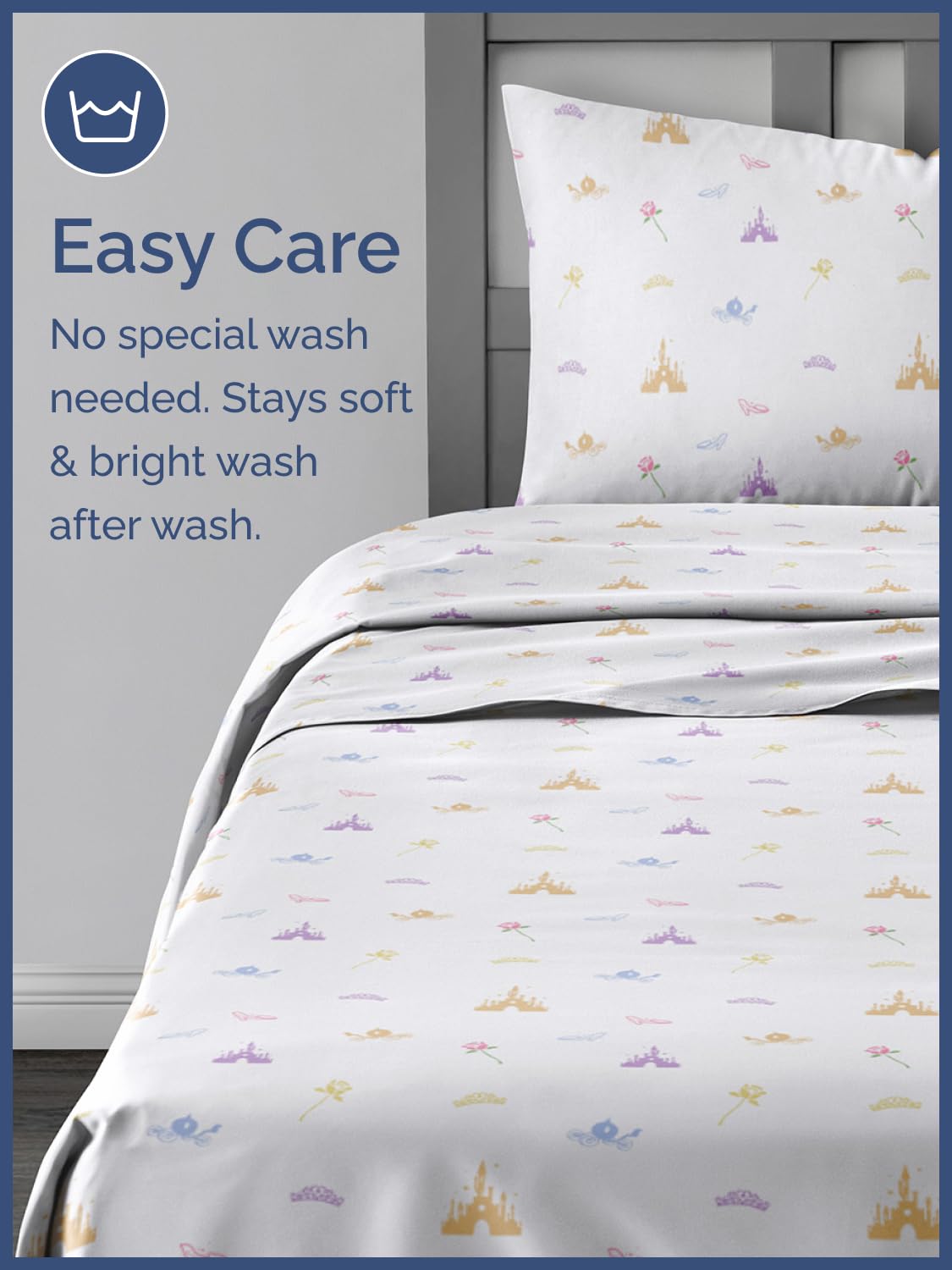Kids Twin Size Bed Sheet Set - 3 Piece Kids Loft Bed Sheets - Princess Castle Themed Bedding - Soft, Cute and Cozy - Breathable and Machine Washable - Rose Bed Set for Boys, Girls, Teens & Toddlers