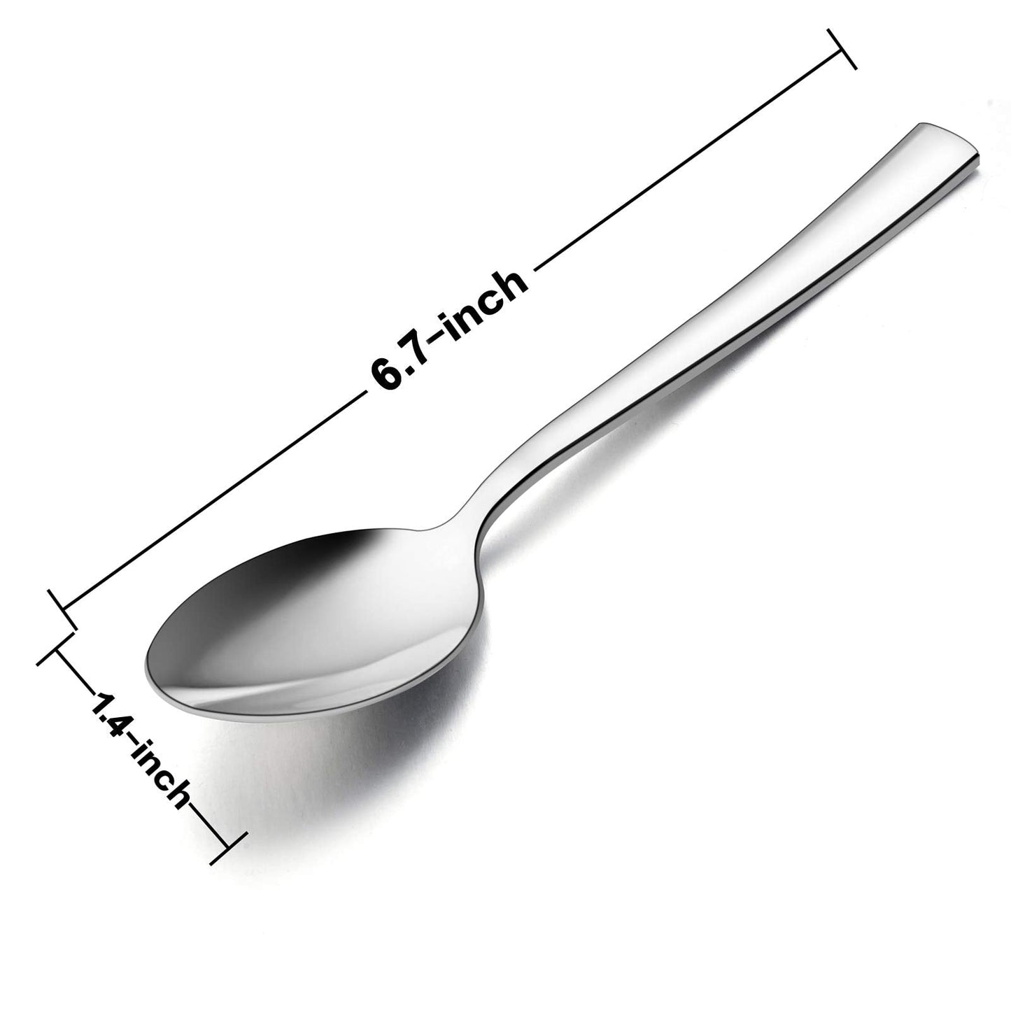 E-far Teaspoon Set of 12, 6.7 Inch Stainless Steel Spoons for Kitchen or Restaurant, Non-toxic & Mirror Polished, Squared Edge & Dishwasher Safe