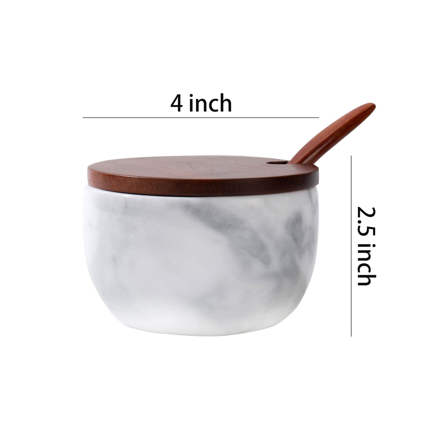NHKRTE 18-Ounce Marble Spice Jar with Lid and Spoon, White