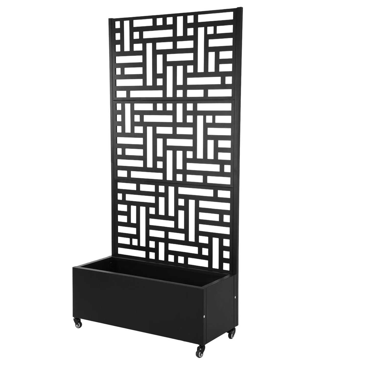 Hubxinly 70.87x35.43x15.75 Inch Metal Planter Box with Trellis and Wheels Privacy Screen Planter with Drainage Holes Outdoor Garden Box for Climbing Plants Vine