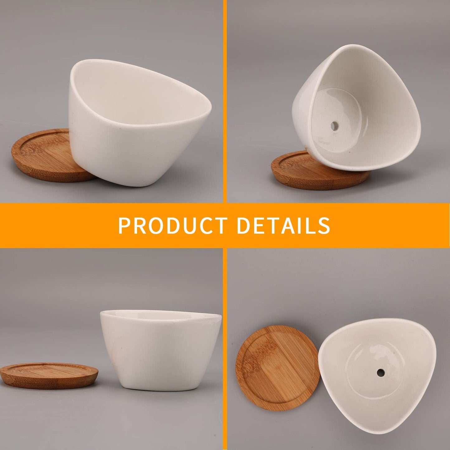Brajttt Succluent Pots ，Small Flower Pots Planter Pots with Drinage,Ceramic Flowers Pots with Bamboo Tray for Cactus(12 Pack)