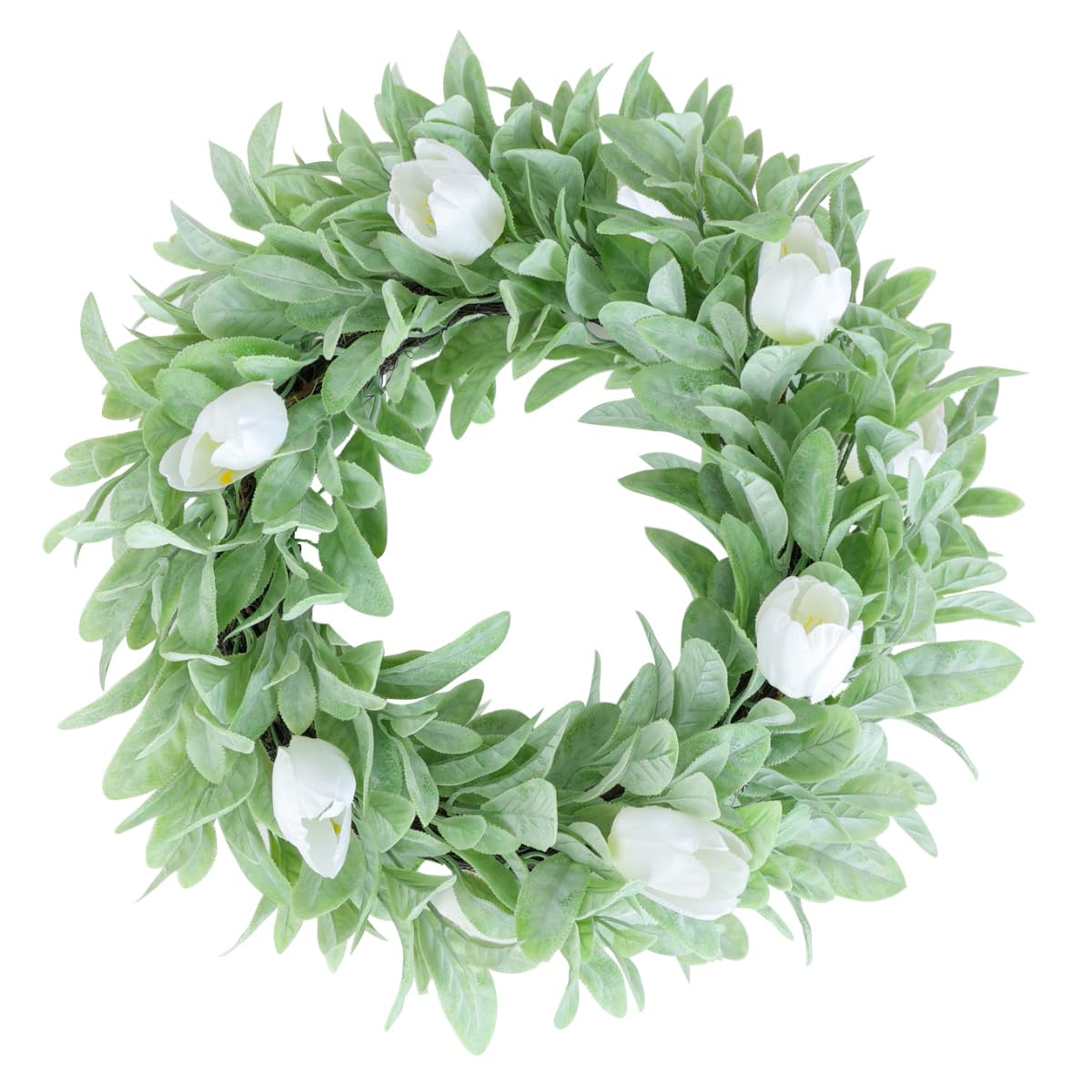 Seasons 18" Lambs Ear Wreaths, Artificial Wreath for Home Decor