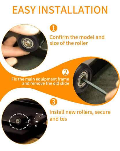 Aero Pilates Reformer Replacement Roller Set 4pcs. High-Performance Round Design, Smooth, Quiet Rollers, Easy to Install, Black