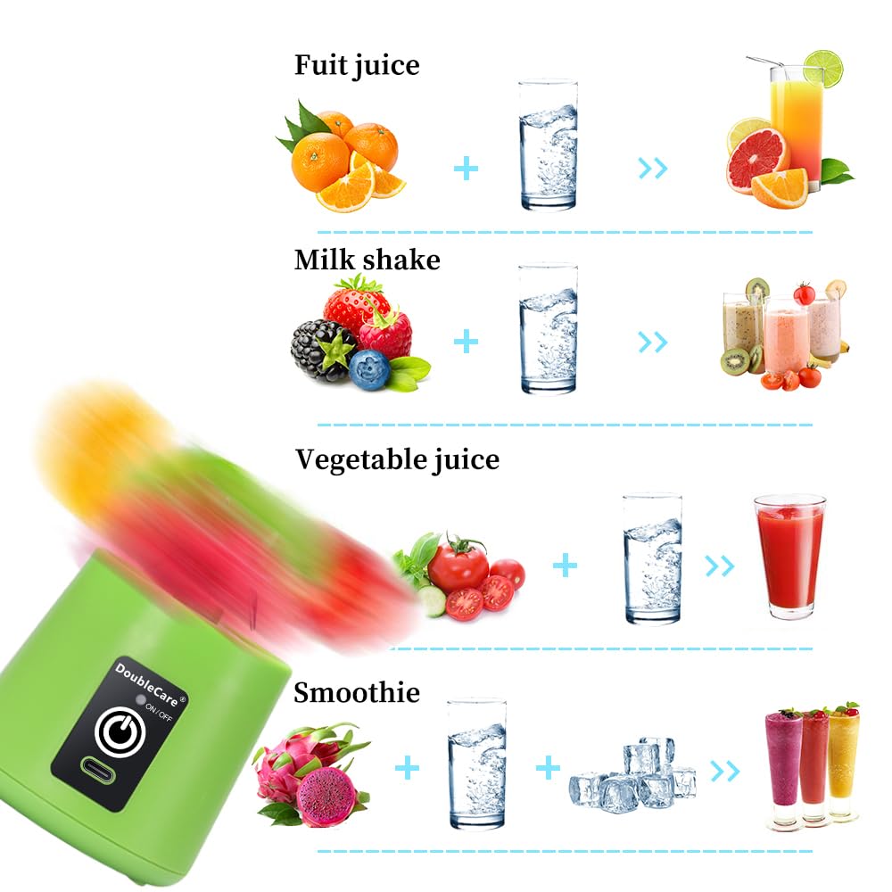 Portable Blender Cup,Electric USB Juicer Blender,Portable Juicer For Shakes and Smoothies, juice,380ml, Six Blades Great for Mixing,light purple
