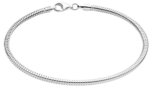 Savlano 925 Sterling Silver Solid Italian Round Diamond Cut Flexible Snake Chain Bracelet With Gift Box For Women & Men - Made in Italy (8, 3.5mm)
