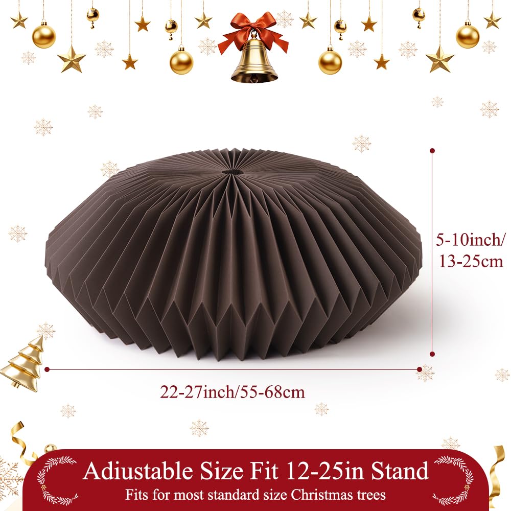 JOICEE Honeycomb Christmas Tree Collar,Foldable Paper Christmas Tree Ring Modern Tree Base Cover Basket Skirt Collars for Artificial Trees Christmas Holiday Home Decoration (Brown)