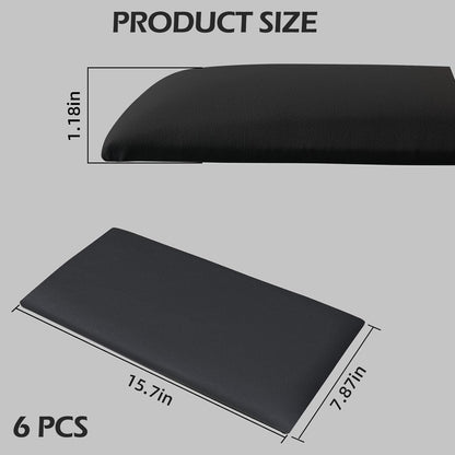 Elvone Peel and Stick Padded Wall Panels for Kids, 3D Anti-Collision Wall Mounted Bed headboard for Full, Black, 6PCS