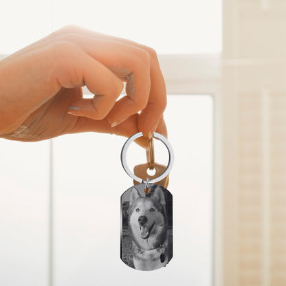 Eletizy Customize Stainless Steel Keychain Personalized Photo Text Single & Double-sided Customization Pendant Dog Tag Photo Keychain (Engrave-2 Sides Photo)