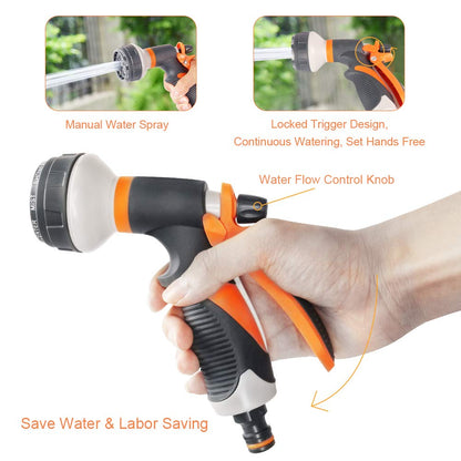 Onarway Garden Hose Spray Gun Set 8 Patterns High Pressure Nozzles, Anti-Slip Design, Perfect for Watering Plants Car Washing Shower Pet, 5PCS Garden Showers Set