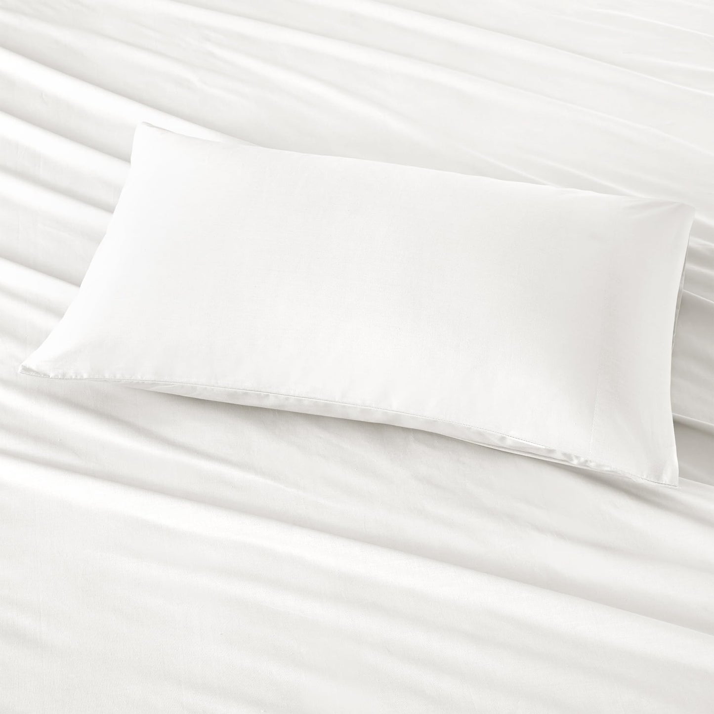 Comfort Spaces 100% Cotton Sheet Set Breathable, Lightweight, Soft with 14" Elastic Pocket Fits up to 16" Mattress, All Season Cozy Bedding, Matching Pillow Case, Cal King White 4 Piece