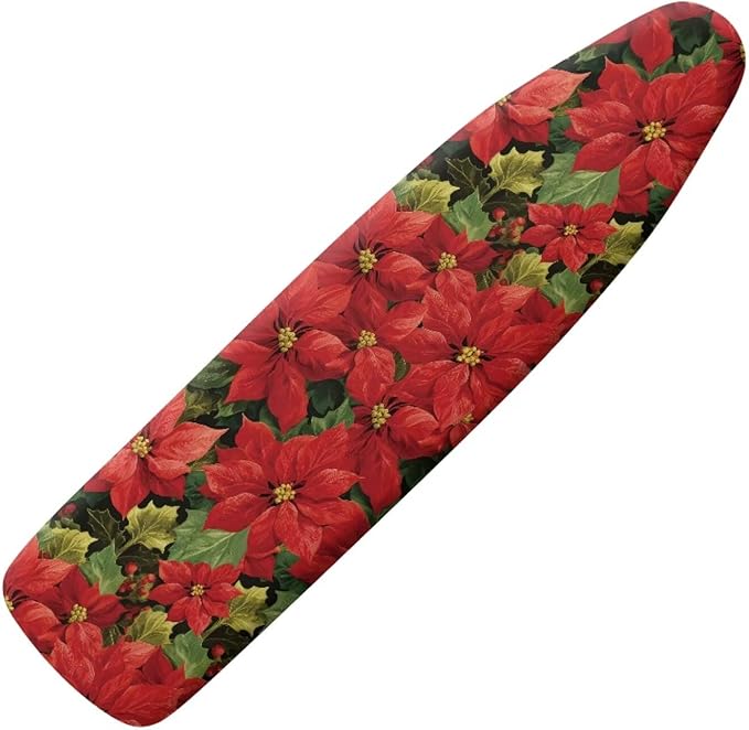 Poinsettia Print Iron Cover for Ironing Board Scorch Resistant Dirt-Proof