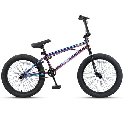 cubsala Freestyle BMX Bike, 20 Inch Yaphet Bicycle for Teen Beginner Adult Riders, Bike with 360° Rotating Handlebar and 4 pegs, Colorful