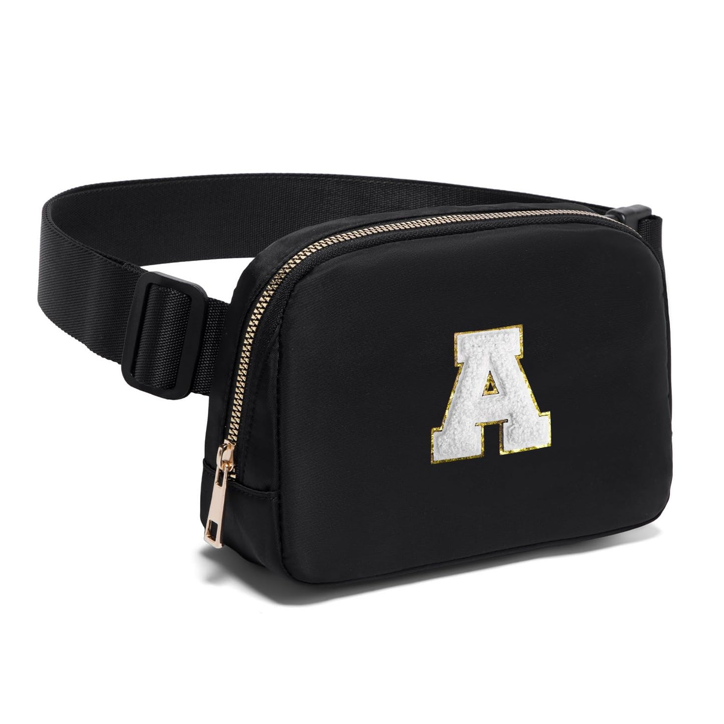Gitus Birthday Gifts for 8 9 10 11 12 13 Year Old Girls Personalized Fanny Pack Crossbody Bags with Initial Letter Patch Belt Bag for Teen Girls Cute Trendy Stuff Travel Essentials (Black-A)