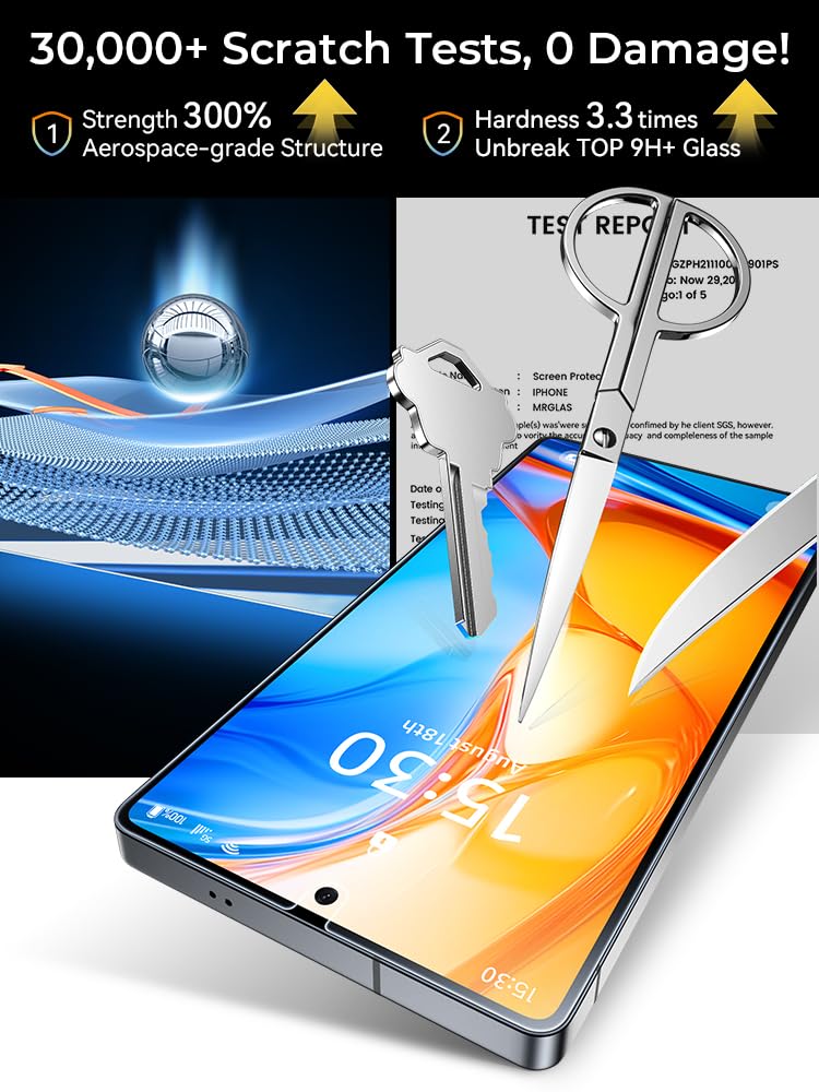 MRGLAS 2+2 Packs for Samsung Galaxy S25 Ultra Screen Protector 6.9'' with Camera Lens Protector [Auto-Dust Removal] [100% Fingerprint Unlock] HD 9H Tempered Glass 10X Military Protection, Zero-Bubble