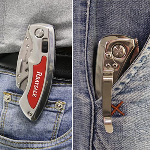 RBAYSALE Utility Knife Folding Heavy Duty Carpet Cutter with 5 SK5 Blades 420 Stainless Steel Retractable Box Cutter with Safety-Lock Design Craft Tradesman Knife 180g