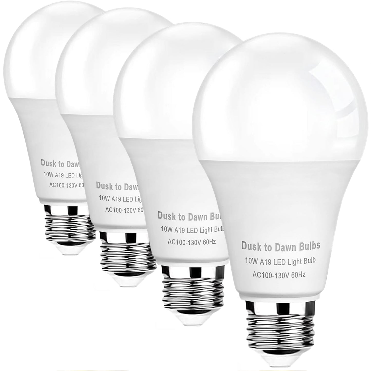 4-Pack Dusk to Dawn LED Light Bulbs, 75W Equivalent, Daylight 5000K 1,100LM, Automatic On/Off Outdoor Light, E26 A19 10W Bright Porch Light Bulbs, for Indoor/Outdoor Yard Patio Garage Garden