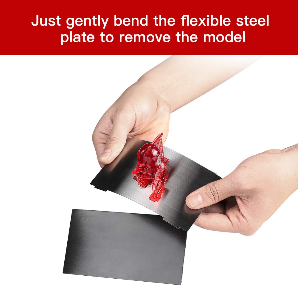 2 Pack Resin 3D Printer Flex Building Plate, Spring Steel Flexible Plate and Magnetic Base Platform for Mars 4/Mars 4 Ultra/Mars 5/Mars 5 Ultra 160x96mm
