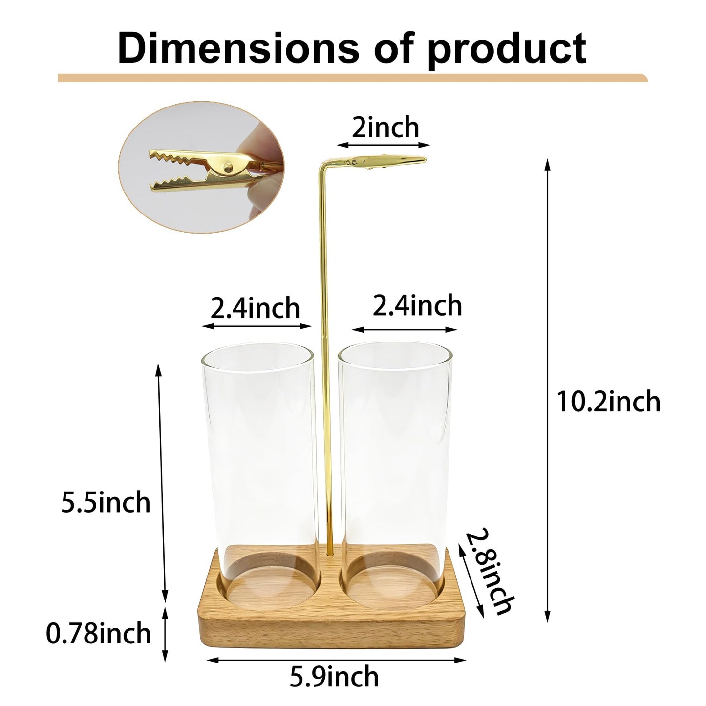 Acacia Incense Holder for Sticks, 2 in 1 Incense Burner with Glass Ash Catcher, 20 Incense Sticks and Brush, Backflow Incense Burner, Incense Burner for Meditation Yoga Spa