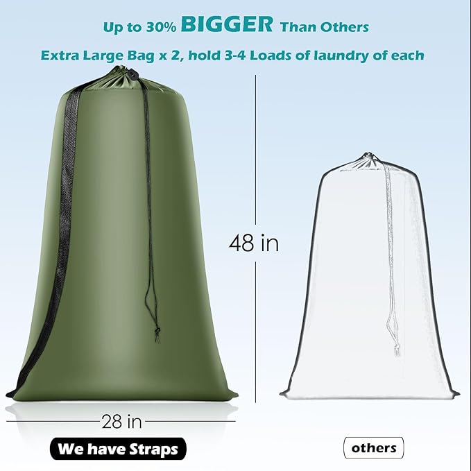 Heavy Duty Laundry Bag 2 Pack XL Nylon Laundry Bags