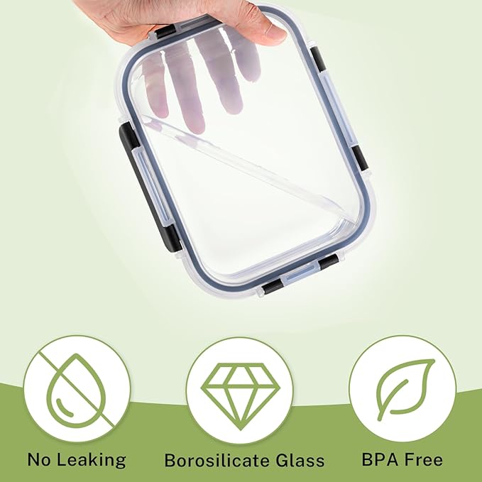 8 Pack Borosilicate Glass Food Storage Containers
