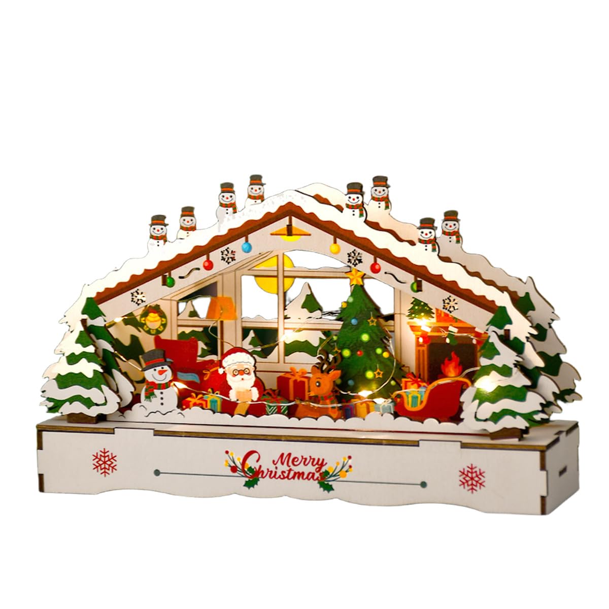 Wooden Christmas Ornaments DIY 3D Puzzle Kit, Pre-Printed Christmas Decoration Craft Kits, Hanging & Tabletop Xmas Creative Craft Activity (Star, Xmas Tree, House & Round Shapes)